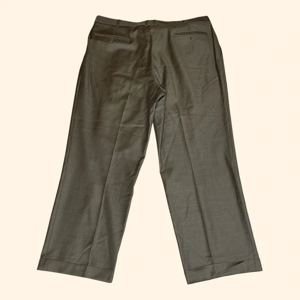 Vintage Brooks Brothers Mens 38x28 Pleated Wool Trousers Olive Brown Made Canada